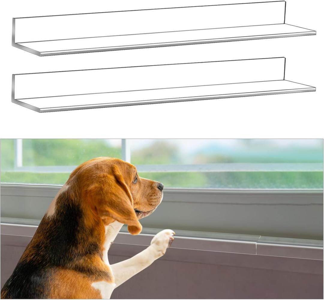 Wenqik 2 Pcs 14.75 x 2.5 Inches Clear Window Sill Protector from Dog Cat Scratching Strong Transparent Protection Against Dog Claw Chewing Slobbering Window Sill Cover