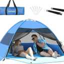 Large 3-4 Person Beach Tent - UPF 50+ Anti-UV, Easy Setup with Extended Floor & Mesh Windows, Portable for Camping Fishing (Blue)
