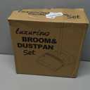 Ivandar Broom with Dustpan Combo Set, 50.6 inch Long Handle, Upright Standing Broom and Dustpan Set Quiet Cleaning Tool Sweep the Floor Dust pan Removes 4 Times More Pet Hair(Brown and Gray)