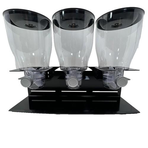 Black Triple Canister Commercial Cereal Dispenser