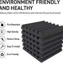 Focusound 50 Packs Acoustic Foam Panels Wedge 2" X 12" X 12", Soundproofing Foam Noise Cancelling Foam with 300 PCS Double-Side adhesive
