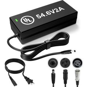 Hyleton 48V Lithium Battery Charger – UL Certified 54.6V 2A Fast Charger for Electric Bike, with Auto Shutoff, Intelligent Temperature Control & FireResistant Case