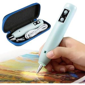 Electric Diamond Painting Pen - Cordless Diamond Art Pen Low-Noise Wax-Free, Rechargeable 2-Speed with LED Light & Removable Magnifier, Portable Diamond Art Accessories for Crafts Lovers