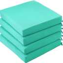 coolboss Outdoor Chair Cushions Set of 4, Outdoor Cushions for Patio Furniture, Water Resistant Chair Cushions for Outdoor Furniture Square Corner Patio Cushions with Non-Slip Ties, 18.5"x16"x3, Teal