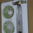 Vintage Battery Operated Wall Sconce, Green Tulip Glass Lampshade Wireless Rechargeable Battery Powered LED Wall Light with Remote Dimmable for Bedside Bedroom Doorway Living Room, Set of 2