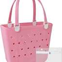 Juyeesm Medium Beach Bag, Waterproof Rubber Beach Bag, Washable Open Tote Bag Durable Tote Travel Bags for Outdoor Sport