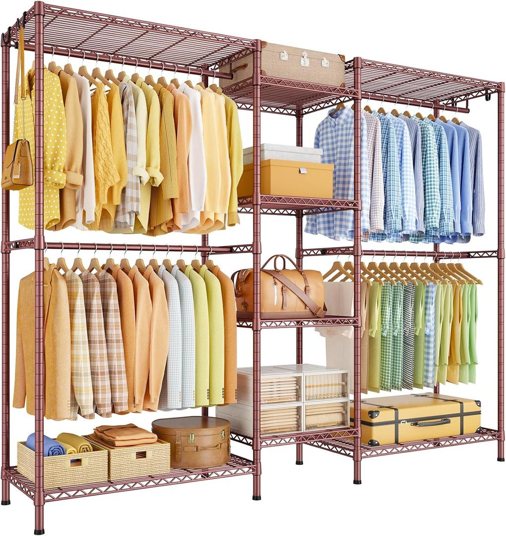 E4 Plus Heavy Duty Clothes Rack, Bronze Metal Closet Storage System