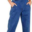 Vetinee Womens Classic Adjustable Straps Pockets Denim Bib Overalls Jeans Pants (Medium, Boyfriend Overalls-cody Blue)