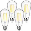4-Pack Vintage E26 LED Edison Bulbs 100W Equivalent 1400LM High Brightness 8W ST58 LED Filament Light Bulbs 5000K Daylight White Medium Base CRI90+ Antique Clear Glass for Home Kitchen, Non-dimmable
