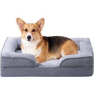 Makigued Orthopedic Dog Bed for Medium Dogs Egg Crate Foam Pet Sofa with Waterproof Liner, Removable Washable Cover, Nonslip Bottom, Cozy Couch for Small Medium Dogs, 28.0X 22.8X 6.7 in, Grey