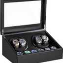 Watch Winder for Automatic Watches, Automatic Watch Winder | 4 Watch Winder with 6 Slots, Carbon Fiber Finish, Ultra-Quiet Japanese Motor, Adjustable Pillows, Present Box Packaging
