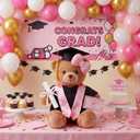 Arrowbash 5 Pcs Pink Graduation Plush Clothes Set for 8 Inches Stuffed Animals Include Graduation Cap, Gown, Shawl, Diploma, Congratulations Card Stuffed Animal Outfit for Grad Party Gift