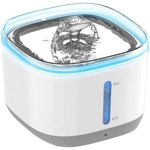 Cat Water Fountain, 100oz/3L Wireless Pet Water Fountain Battery Operated, Water Fountains for Cats Indoor with Motion Sensor, 5-Stage Filtration, Stainless Steel Tray, LED Light & BPA-Free