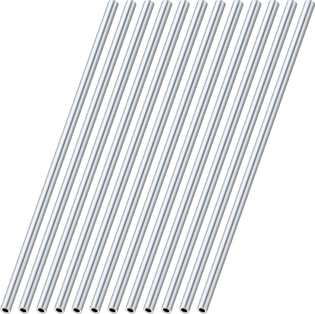 Blulu 12 Pcs Round Aluminum Tube 36 Inches Long Seamless Aluminum Tubing Metal Straight Pipe Industrial Metal Tubing for Home DIY Craft Model (0.24 Inch Od)