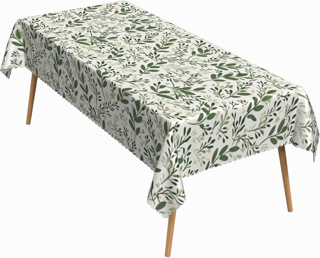 60x102 Inch Green Plant Rectangle Tablecloth Botanical Leaves Rural Countryside Table Cloth Washable Durable Table Cover for Kitchen Buffet Party Dining Picnic BBQ Decor