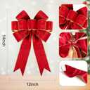 Utehilly 3pcs Large Christmas Bows Velvet Red Bows Holiday Red Christmas Bows Decorations for Wreath Velvet Bows Decor for Christmas Tree Topper, Front Door, Outdoor(14 * 12 inch)
