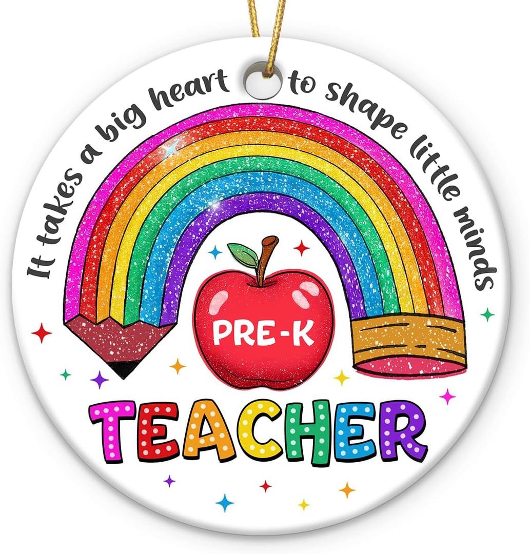 3 x Teacher Appreciation Gifts for Women Men, Pre-K Christmas Ornaments 2025 Back to School, Thank You Presents Teachers Day Christmas Retirement Gifts from Students