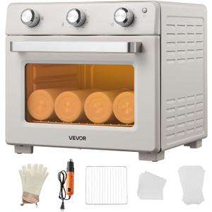 VEVOR Sublimation Oven Machine, 26 Qt, Fits 40oz Tumblers, with 1 Heat Air Gun, 50 Shrink Films, 1 Tape and 2 Heat Gloves, 360 Turbo Convection for Sublimation Blank Tumblers, Mugs, Bowls, Off-White
