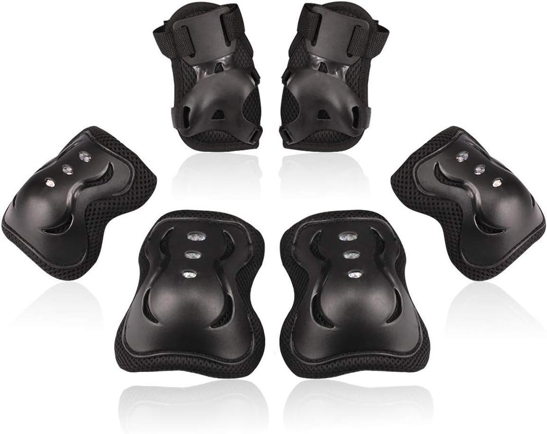 BOSONER Kids/Youth Knee Pad Elbow Pads Guards Protective Gear Set for Roller Skates Cycling BMX Bike Skateboard Inline Skatings Scooter Riding Sports (Medium(9-15 years), Black)