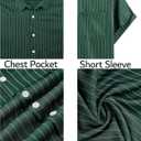 Hardaddy Men's Casual Striped Shirts Button Down Short Sleeve Blouse Summer Hawaiian Shirt (Green, M)