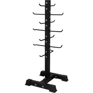 Heavy-Duty Freestanding Gym Attachment Rack | 7-Adjustable Hooks | Stores Cable Machine Accessories, Resistance Bands and More | Space-Saving Design for Home Gyms and Commercial Gyms