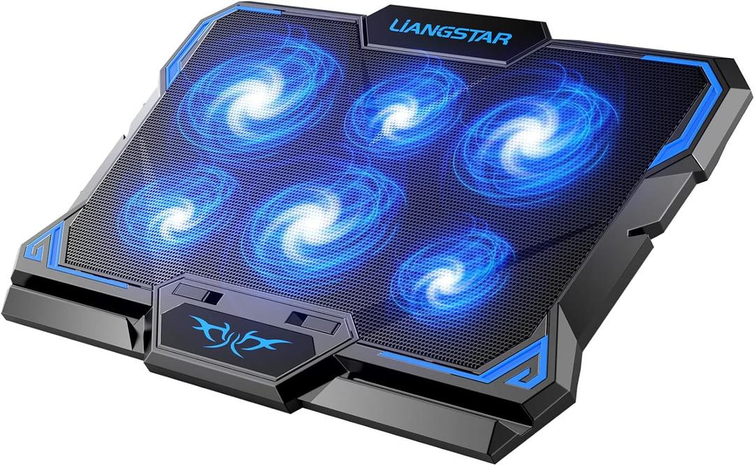 Laptop Cooling Pad, Laptop Cooler with 6 Quiet Led Fans for 15.6-17 Inch Laptop Cooling Fan Stand, Portable Ultra Slim USB Powered Gaming Laptop Cooling Pad, Switch Control Fan Speed Function (Blue)