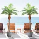 7ft Tall Artificial Phoenix Palm Tree for Outdoor Indoor Decor, Large Faux Coconut Silk Palm Tree Tropical Fake Tree Perfect for Outside Patio Poolside Home Office Decor (Set of 2)