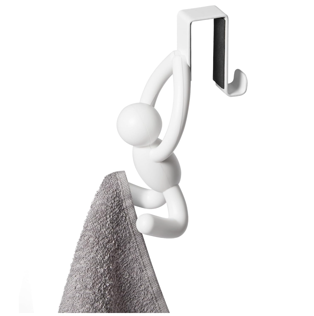 Umbra Buddy Over the Cabinet Hook, SpaceSaving Kitchen and Bathroom Organizer, White, Set of 2