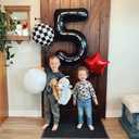 Race Car 5 Balloon, Number Balloons 40 Inch, 5th Black Birthday Balloon Decorations, Race Car Birthday Party Supplies, 5 Number Balloons, Number 5 Balloon