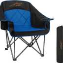 FAIR WIND Oversized Padded Camping Chair Heavy Duty Quad Fold Arm Chair Portable for Outdoor - Support 500LBS, Blue