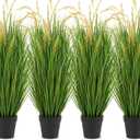 4 Pcs 4ft Artificial Tall Foxtail Grass Plant in Pot for Indoor Outdoor