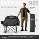 Overmont Oversized XL Camping Chair for Adults - 400lbs Support Heavy-Duty Padded Folding Chair with Side Pocket Cup Holder Cooling Bag for Outdoor Sports Garden Beach Fishing Lawn Black 2pcs