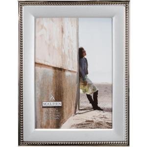 Malden International Designs 5294-57 Classic Silver Metal With Silver Beads 2-Tone Picture Frame, 5x7, Silver