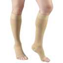 Truform 20-30 mmHg Compression Stockings for Men and Women, Knee High Length, Open Toe, Beige, Large