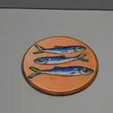 Lengues Sardine Kitchen Round Wall Art - Fish Round Wall Decor, Vintage Farmhouse Decor Canvas Framed Art Prints, Sardines French Country Print Hanging Frame for Room Kitchen 10x10 Inch