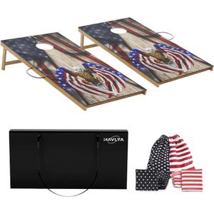 Regulation Size Cornhole Boards Set 2x4 FT with 8 Bean Bags, Portable Cornhole Set with Carrying Case,Corn Hole Games for Adults