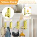 4PCS Foldable Gold Wall Hooks, Heavy Duty Zinc Alloy Valet Hooks, Wall Mount Bathroom Towel Hooks Gold forfor Hanging Clothes, Bags, Hats, Bathrobes, Keys etc