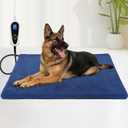 Bestio Large Dog Heating Pad,34x21 in Heated Dog Bed with Constant Heat MET&UL Certified Pet Heating Pad,Chew-Resistant Cord,Waterproof Washable Cover - Blue