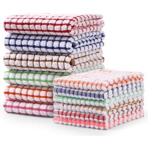 Kitchen Towels and Dishcloths Set, 16 x 25 12 12, Set of Bulk Cotton Dish for Washing Dishes Rags Everyday Cooking Baking (Multicolor)