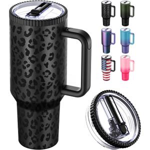 40 oz Tumbler with Handle and Flip Straw Lid - Upgraded Greatyos Traveler 40oz Tumblers with Lids Straws Vacuum Insulated Leak Proof Stainless Steel Cup Mug Gifts for Men Women Him Her (Black Leopard) 40 oz Tumbler with Handle and Flip Straw Lid - Upgraded Greatyos Traveler 40oz Tumblers with Lids Straws Vacuum Insulated Leak Proof Stainless Steel Cup Mug Gifts for Men Women Him Her (Black Leopard)