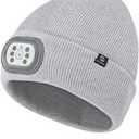 LED Beanie with Light, 3 Adjustable Modes Headlamp Beanie Hat, Removable Rechargeable USB with Night Strobing for Outdoor Running, Camping, Hiking, Fishing, Christmas Gift for Men Women (Gray)