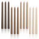 Viyffo 10-Inch Taper Candles, 12-Pack – Smokeless & Unscented Long Burning Taper Candlesticks, Hand-Poured Candles for Home Décor, Weddings & Dinner, Brown