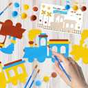 12 Pack Pre-Packaged Train Party Favors, Wooden Train Painting Kits, Choo Choo 2nd Birthday Decorations, Toddler Party Favors & Goodie Bag Stuffers for Kids 3-5