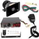 9 Tones Police Siren 200W Wired Handheld Microphone Loudspeaker Emergency Electronic PA System Amplifier Black Plastic Square Speaker DC12V