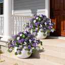 Hommyea Artificial Flowers for Outdoor Decor 2 Pcs Silk Fake Flowers, UV Resistant Faux Flowers for Outdoor Planters No Fade Spring Summer Flowers for Home Porch Garden Patio Yard Decorations