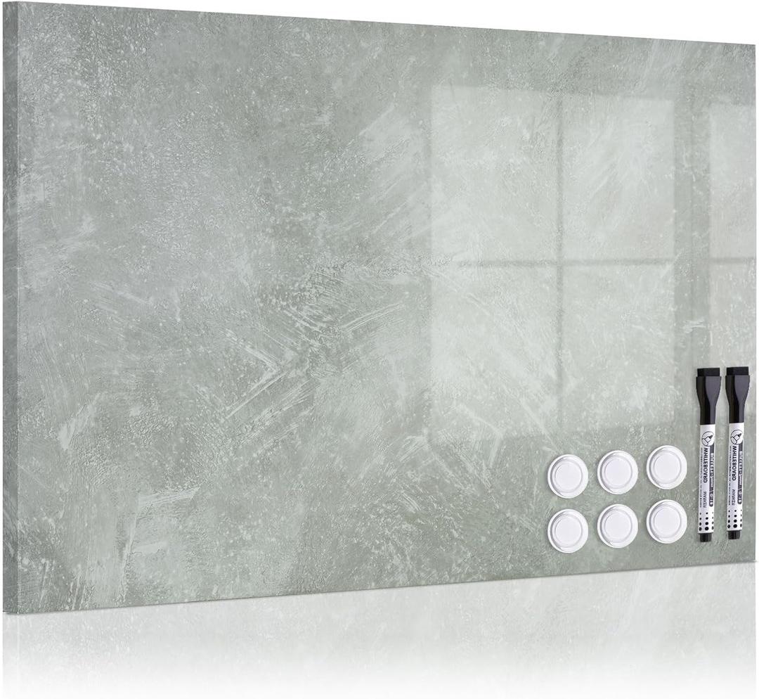 Magnetic Dry Erase Board, 24'' x 18'' Decorative Magnetic Board for Wall, White Board Magnet Board Display Board, Concrete