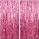 KatchOn, Pink Streamers for Pink Party Decorations - XtraLarge 3.2x8 Feet, Pack of 2 | Pink Backdrop for Birthday Decorations | Pink Tinsel Backdrop for Bachelorette, Wedding, Baby Shower Decorations
