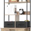 Cat Litter Box Enclosure, 3 Storage Shelves and 2 Drawers, 61.8" H