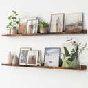 FLYJOE Picture Ledge Shelf, Floating Shelves Set of 2, 56 Inches Long Large Nursery Book Shelves for Toys Storage, Kids Bookshelf Wall Mounted for Living Room Bedroom Decor Books Photo Frames