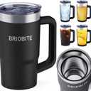 7 x BRIOBITE 2-in-1 Freeze & Insulated Stainless Steel Mug with Lid, 16oz Freeze Cup and 25oz Vacuum Insulated Mug, BPA-Free, Insulated for Beer, Soda, Wine, and Energy Drinks Gifts for Men,Black